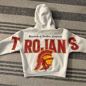 Hollister White and Red Trojans Hoodie XS boxy fit